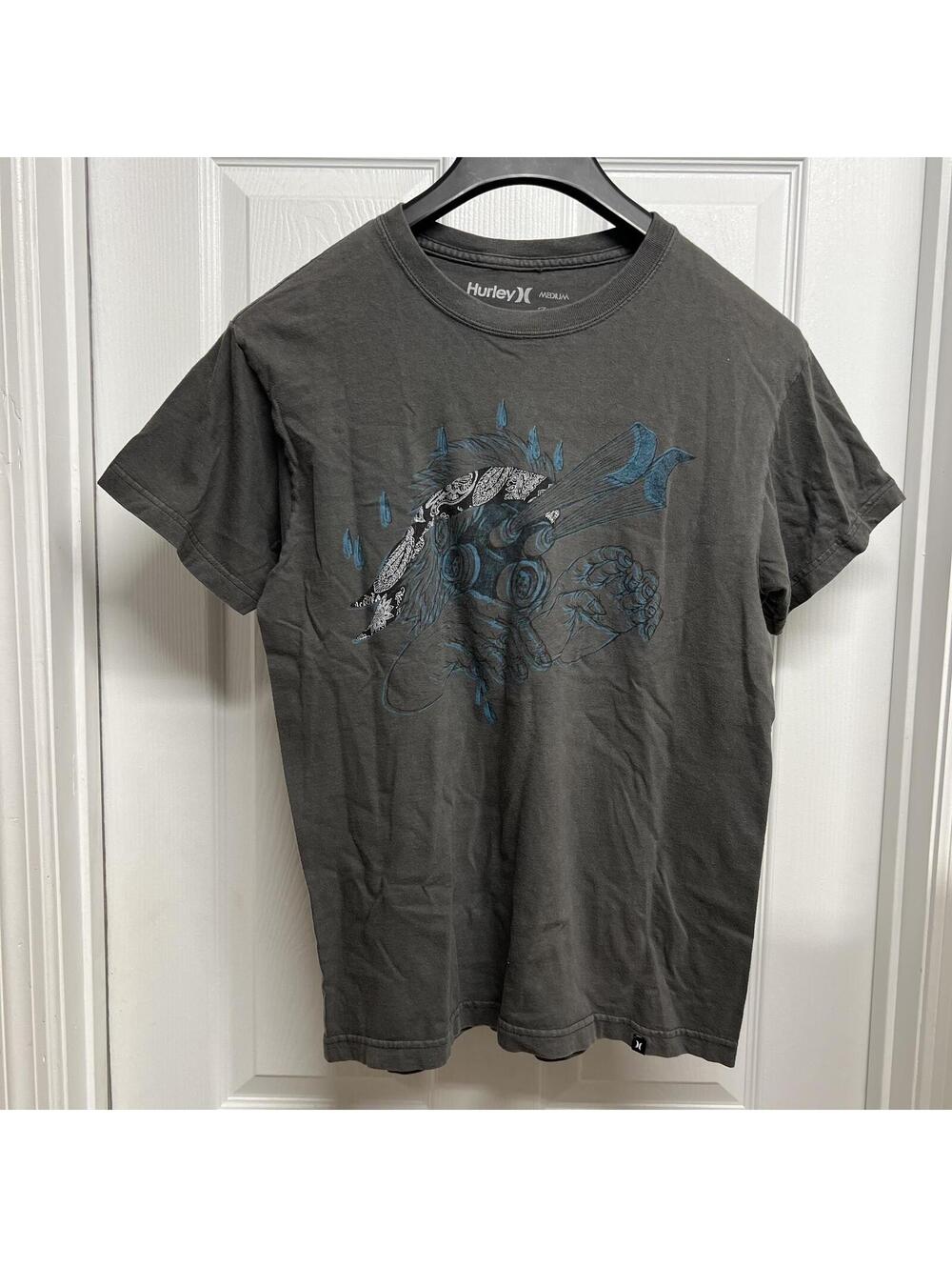 Y2K Hurley Grey Graphic T-Shirt Sz. M
